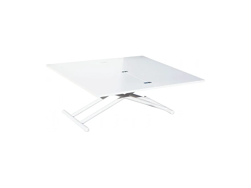 Table basse relevable rectangulaire extensible coloris blanc - Longueur 100 x largeur 50-100 cm