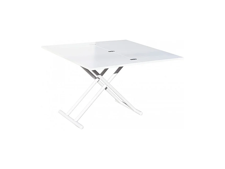 Table basse relevable rectangulaire extensible coloris blanc - Longueur 100 x largeur 50-100 cm