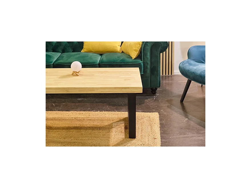 Table basse relevable en bois coloris chêne sauvage  / pieds noir  - Longueur 120 x  profondeur 60 x hauteur 47 cm