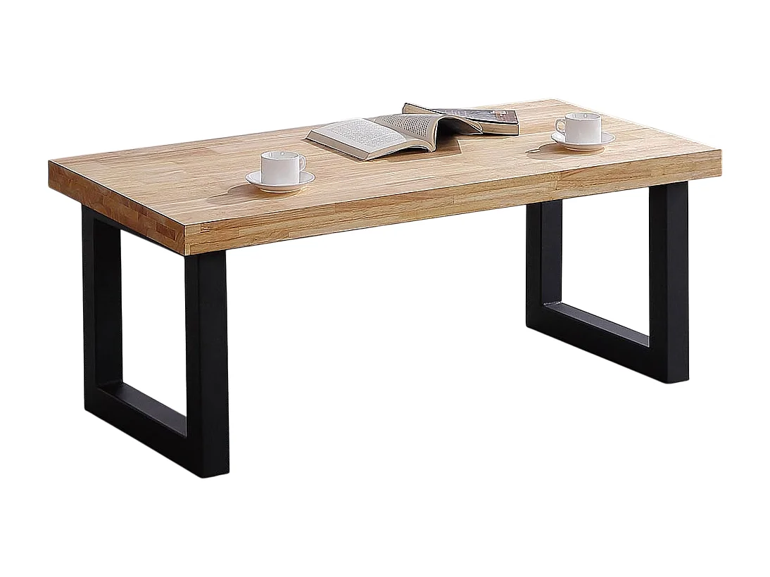 Table basse relevable en bois coloris chêne sauvage / pieds noir - Longueur 120 x profondeur 60 x hauteur 47 cm