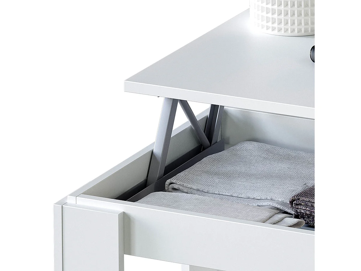 Table Basse relevable coloris blanc artic - 43 x 102 x 50 cm