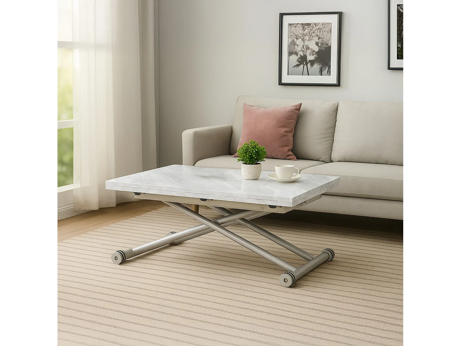 Table basse relevable Philadelphia Effet marbre