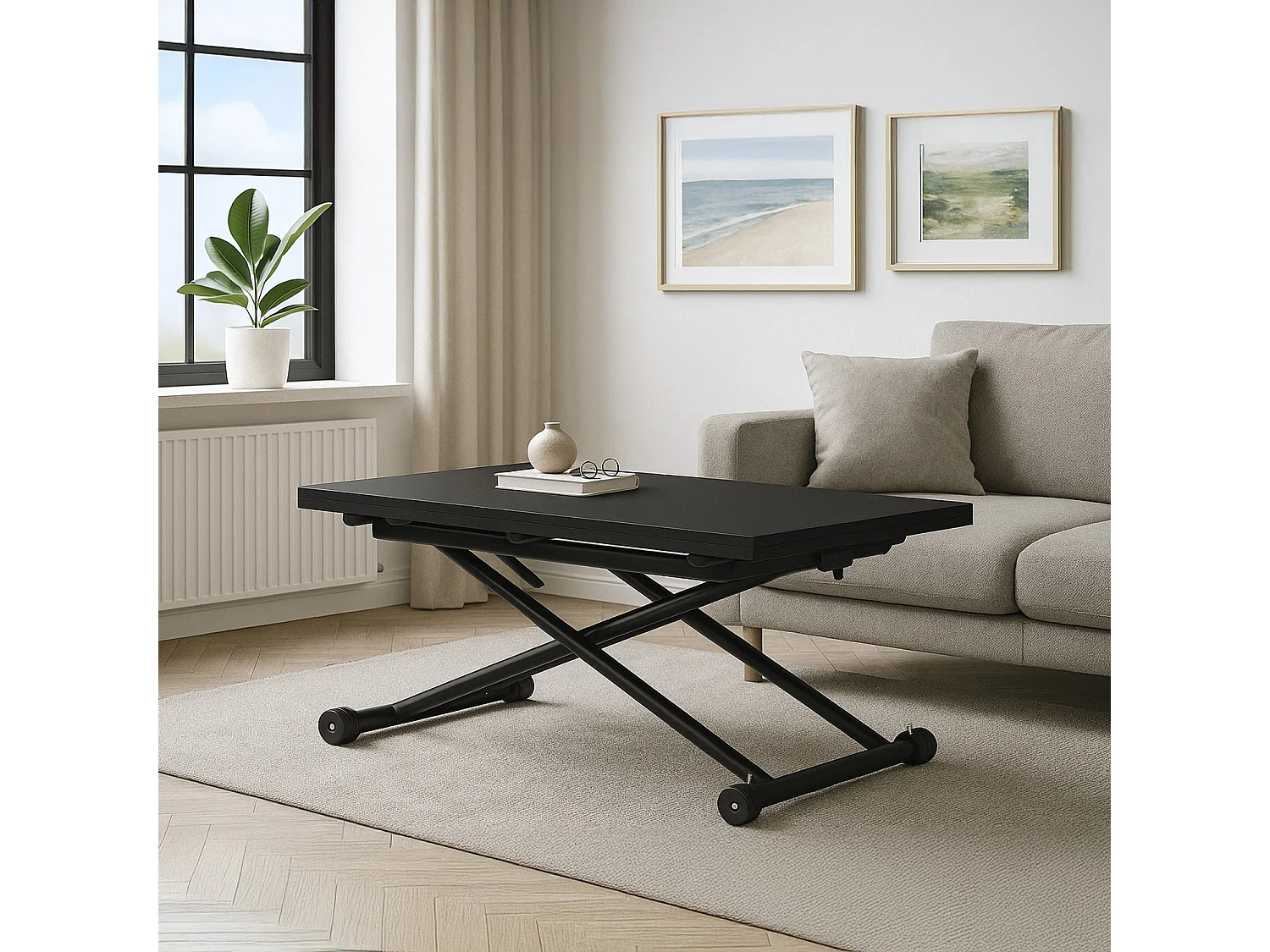 Table basse relevable Philadelphia Noir Carbone