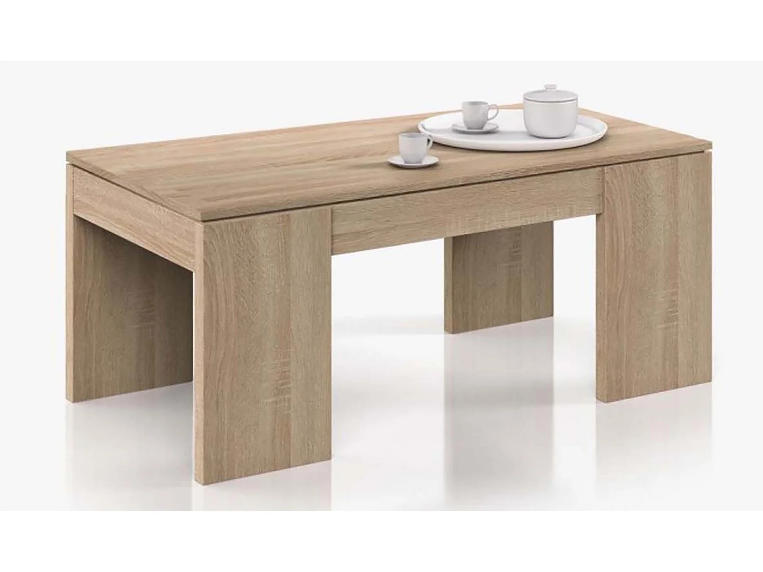 Table Basse à Plateau Relevable coloris chêne canadien - Dim : 100 x 50 x 42 cm