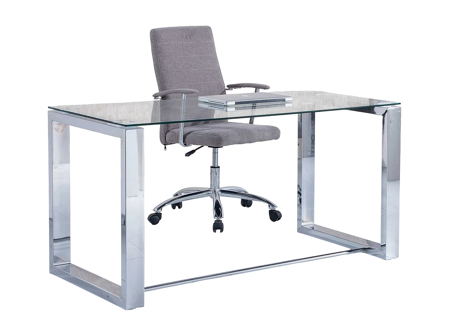 Table de bureau coloris chromé - Longueur 140 x largeur 70 cm
