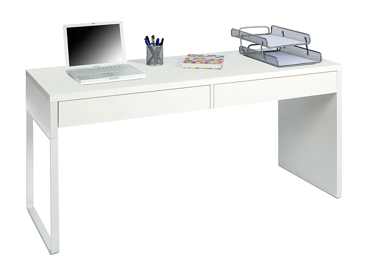 Bureau reversible avec tiroir coloris Blanc Artic - 75 x 138 x 50 cm