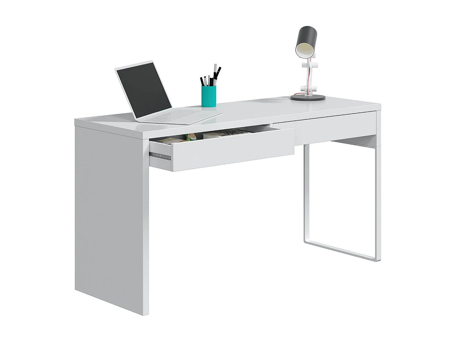 Bureau reversible avec tiroir coloris Blanc Artic - 75 x 138 x 50 cm