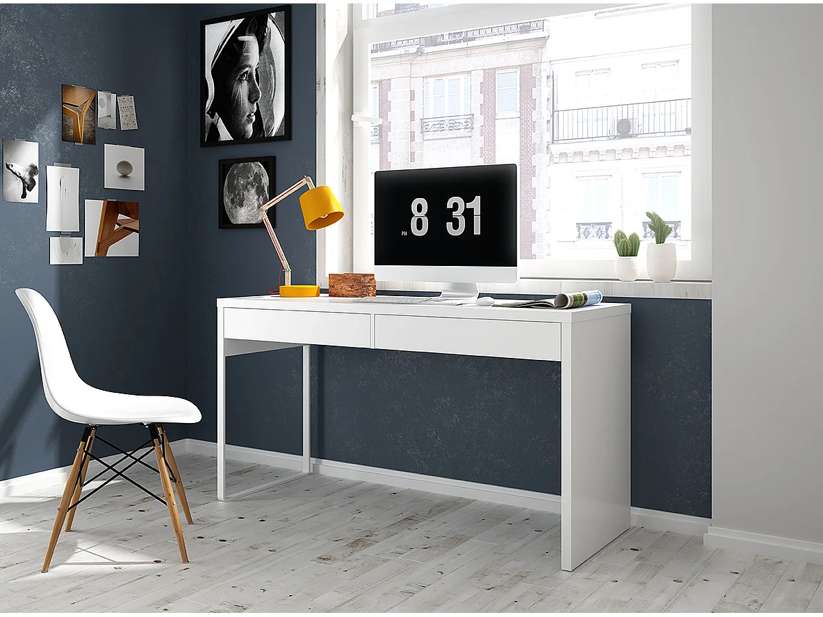 Bureau reversible avec tiroir coloris Blanc Artic - 75 x 138 x 50 cm