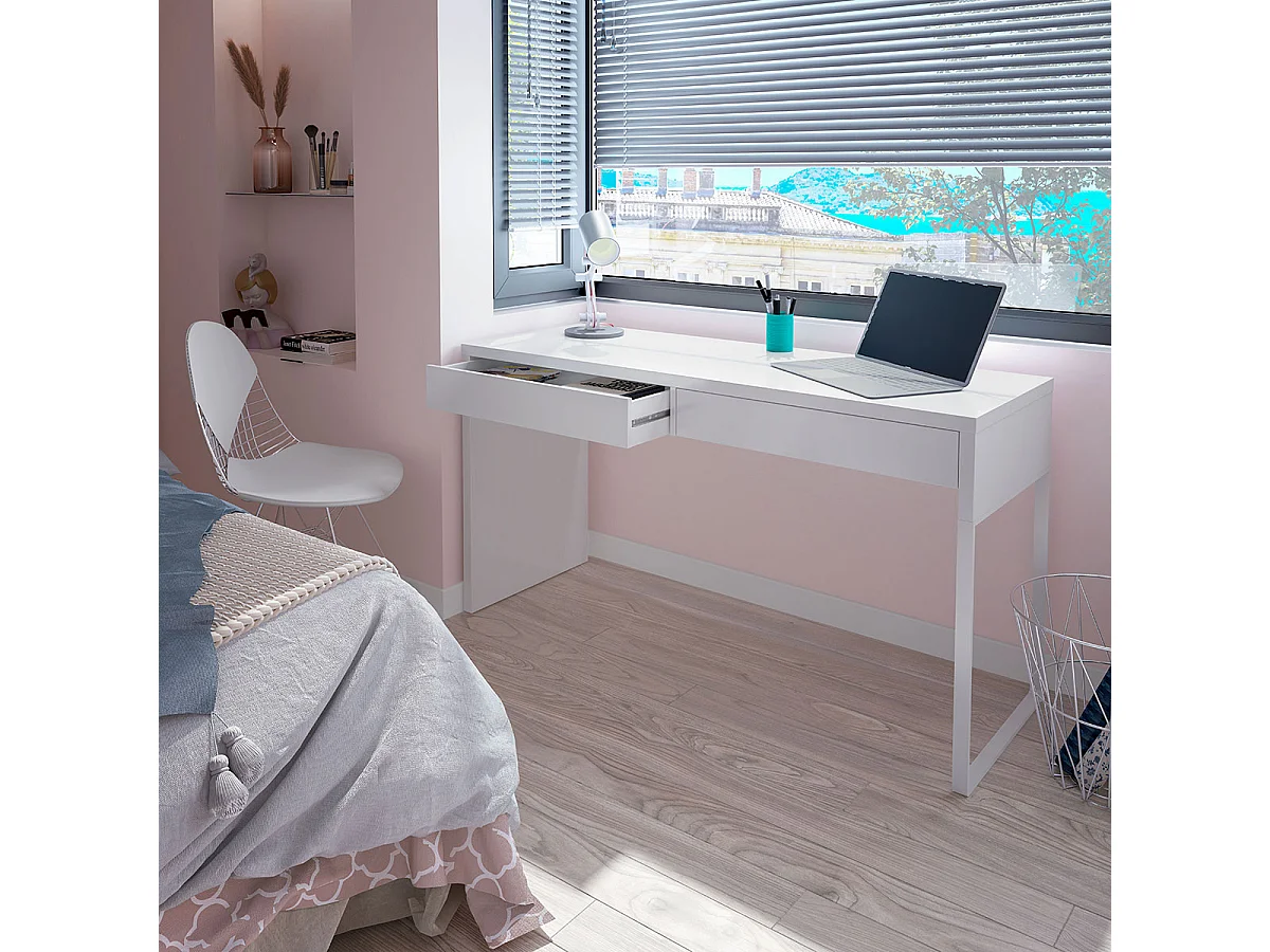 Bureau reversible avec tiroir coloris Blanc Artic - 75 x 138 x 50 cm