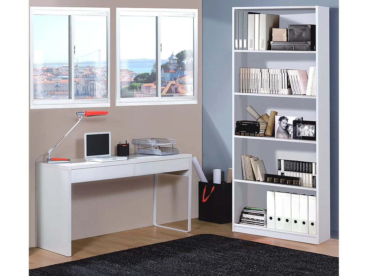 Bureau reversible avec tiroir coloris Blanc Artic - 75 x 138 x 50 cm