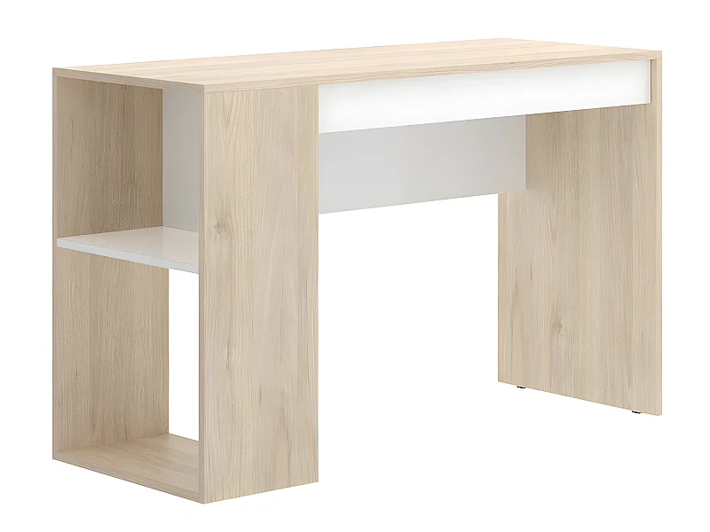 Bureau 1 tiroir coloris naturel/blanc - Longueur 115 x Profondeur 50 x Hauteur 74 cm