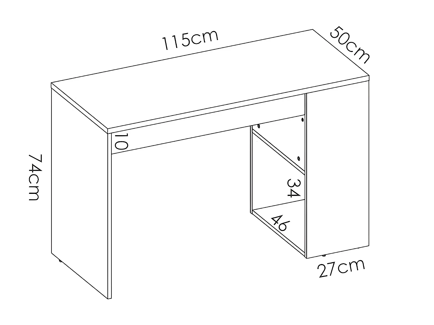 Bureau 1 tiroir coloris naturel/blanc - Longueur 115 x Profondeur 50 x Hauteur 74 cm