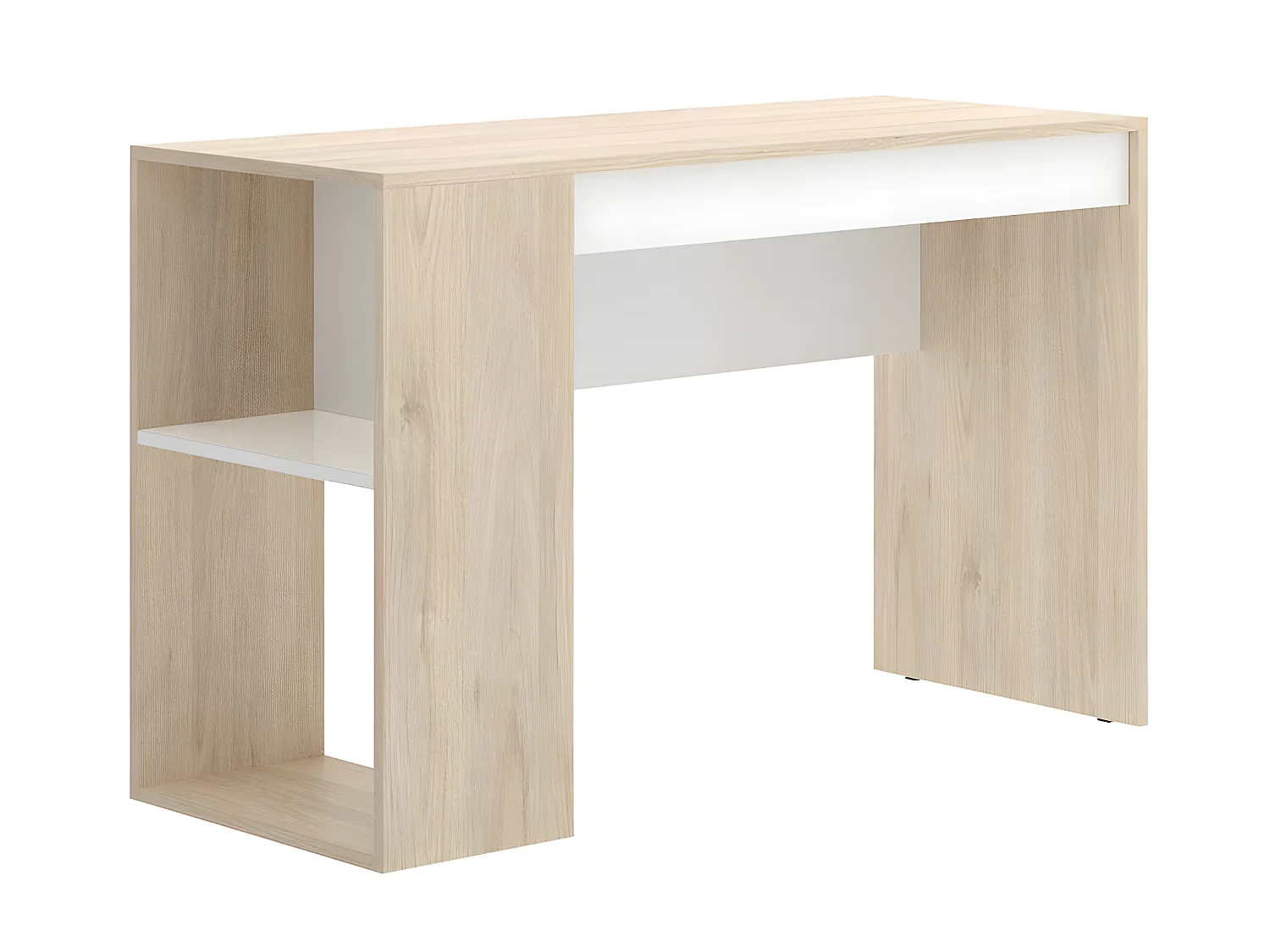 Bureau 1 tiroir coloris naturel/blanc - Longueur 115 x Profondeur 50 x Hauteur 74 cm