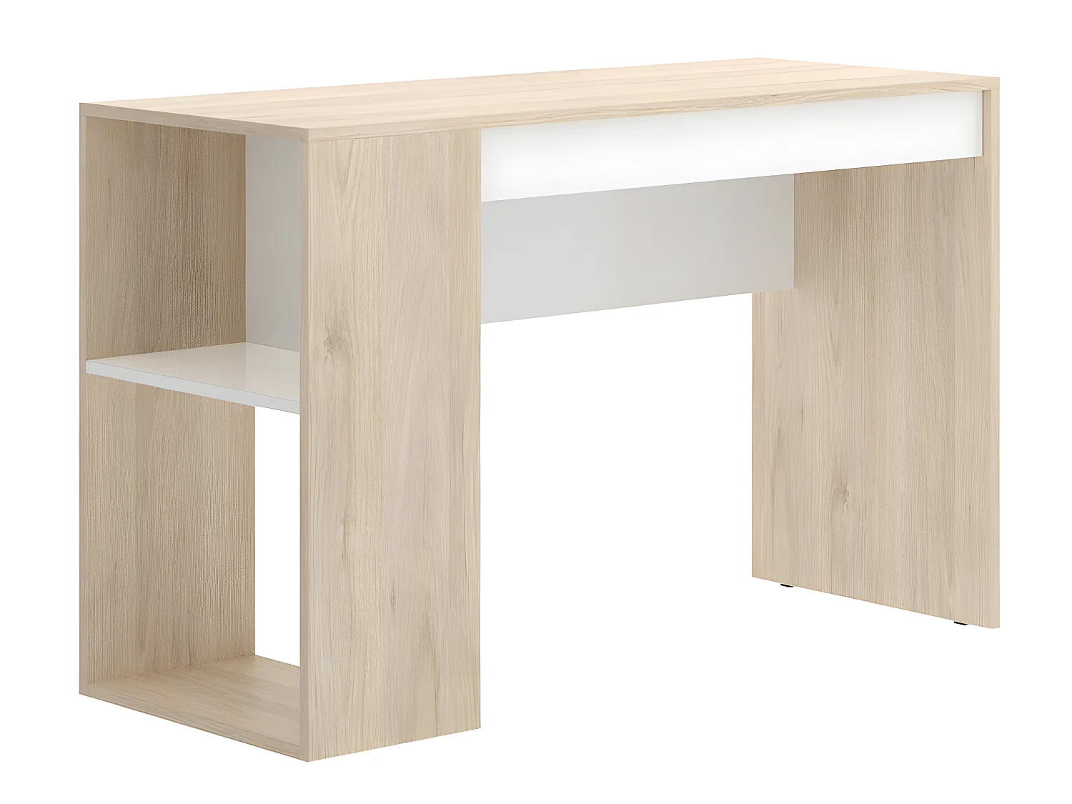 Bureau 1 tiroir coloris naturel/blanc - Longueur 115 x Profondeur 50 x Hauteur 74 cm