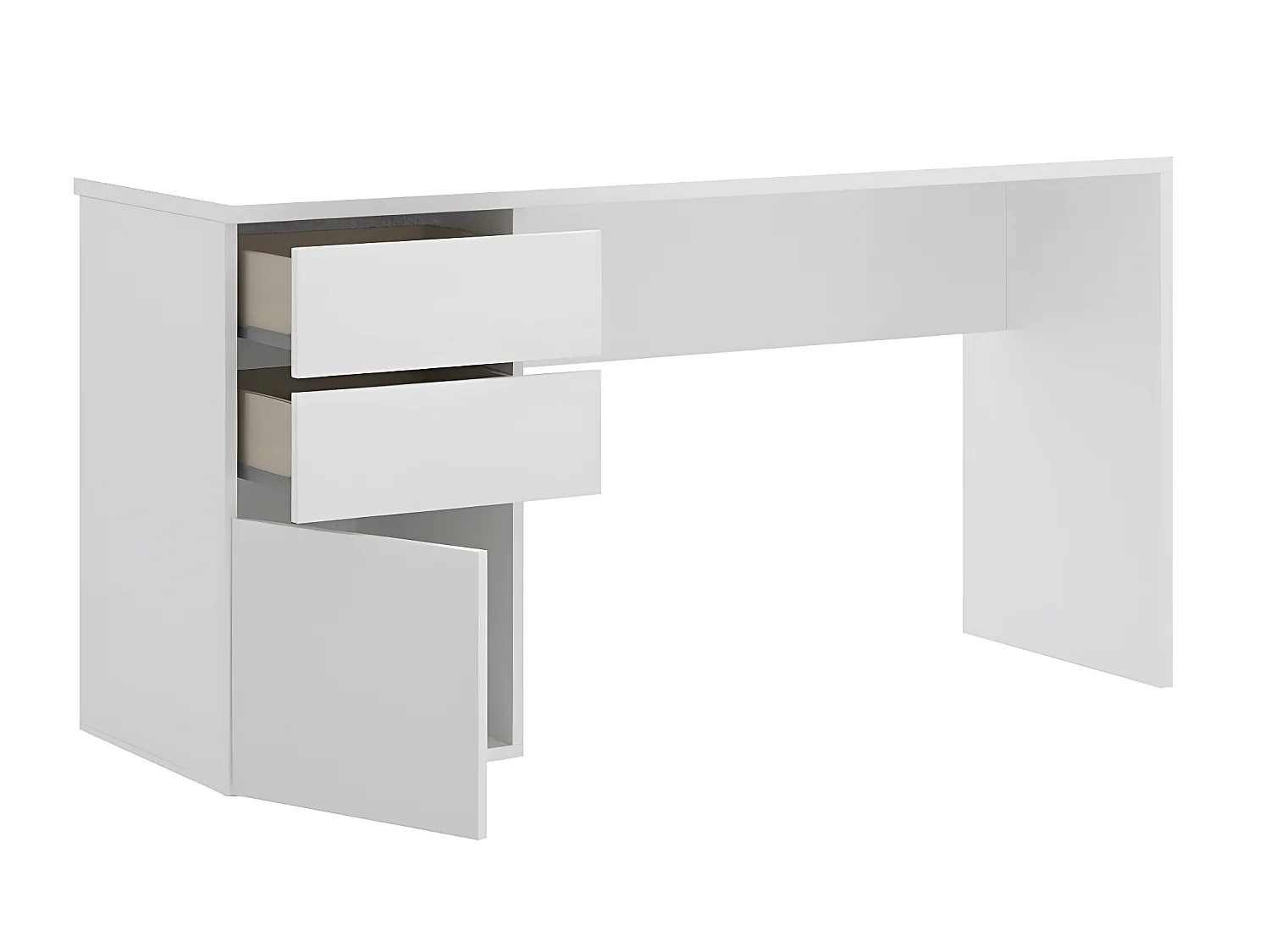 Bureau Réversible coloris blanc brillant - Longueur 139 x Profondeur 60 x Hauteur 75 cm