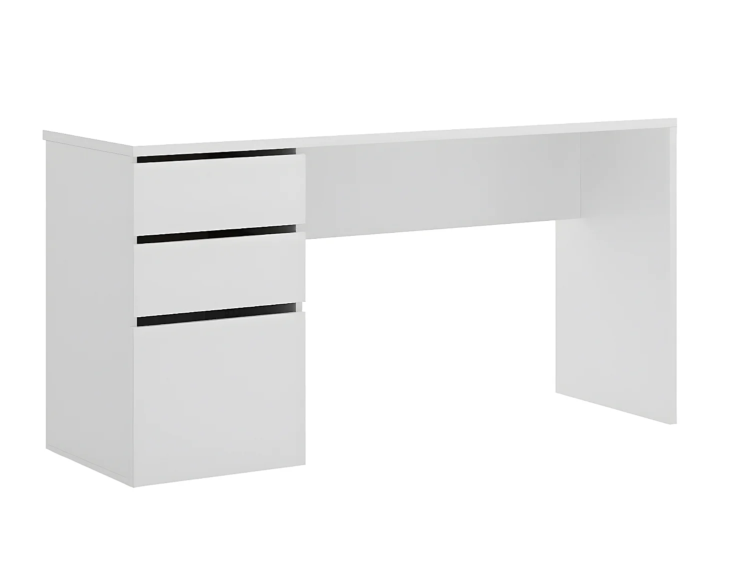 Bureau Réversible coloris blanc brillant - Longueur 139 x Profondeur 60 x Hauteur 75 cm