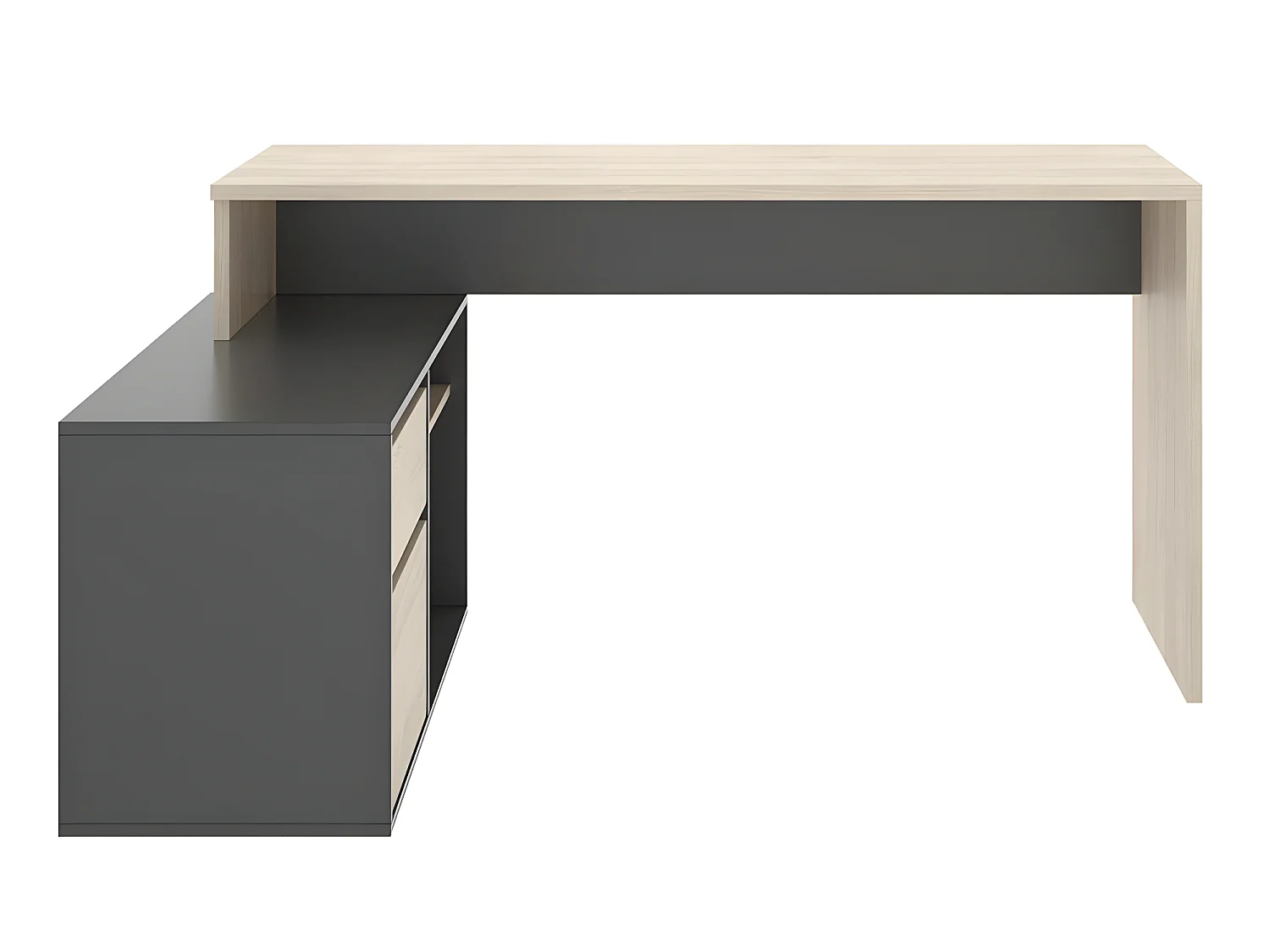Bureau angulaire coloris naturel/graphite - Longueur 139 x Profondeur 92 x Hauteur 75 cm