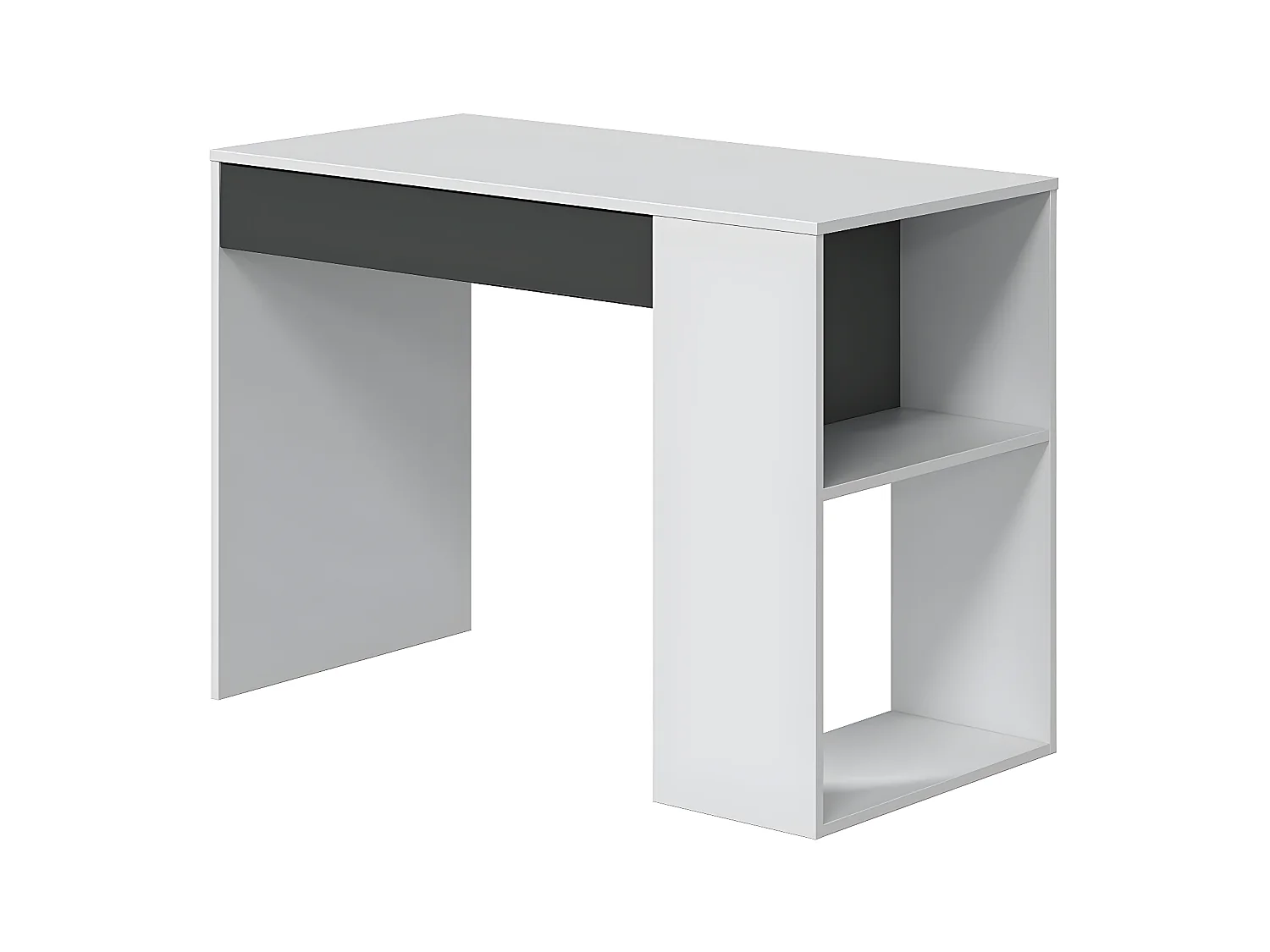 Bureau avec 1 tiroir coloris blanc artic / gris anthracite - Hauteur 73 x Largeur 101 x Profondeur 50 cm