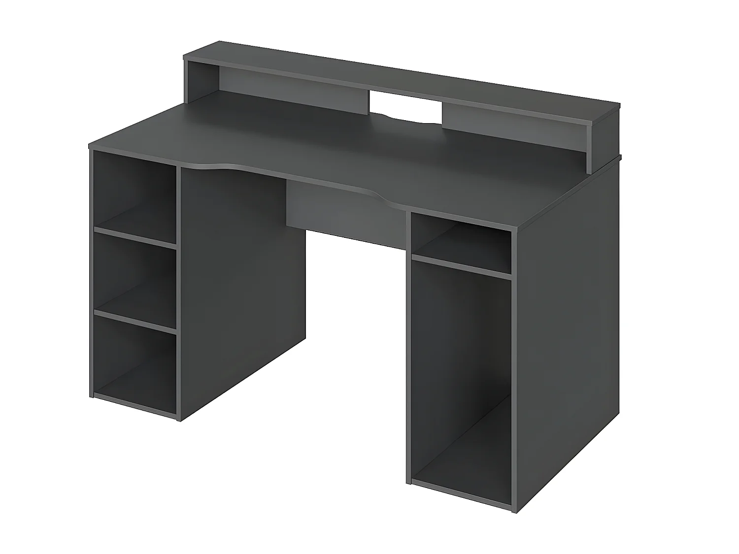 Bureau pour Ordinateur, Station e-Gaming coloris anthracite en Bois MDF - 88 x 136 x 67 cm