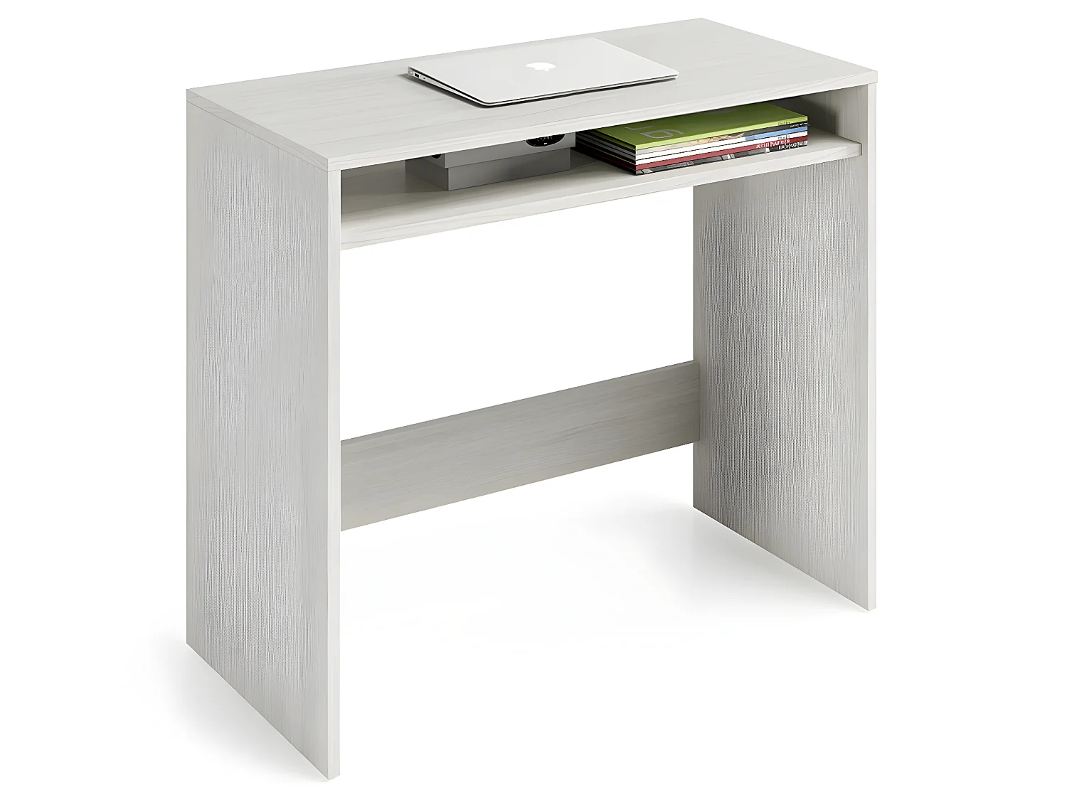 Bureau avec étagère / niche coloris Blanc Alpes en mélamine - Dim: 78 x 79 x 43 cm