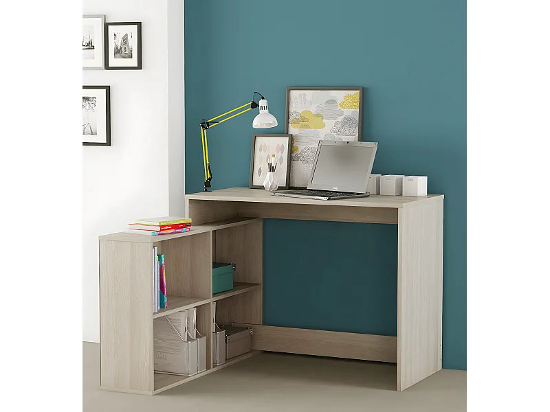 Bureau d'angle en panneau de particules, chêne shannon - 111,9 x 76,7 x 100,7 cm