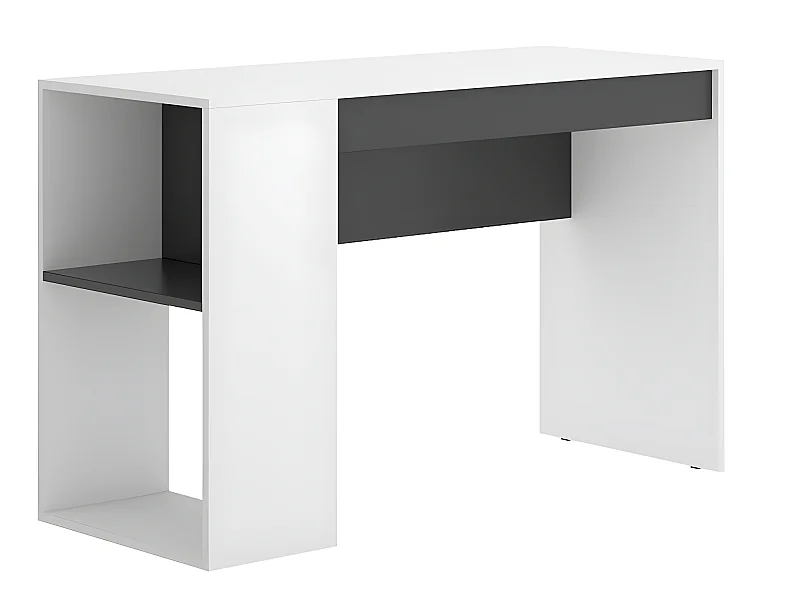 Bureau 1 tiroir coloris blanc/graphite - Longueur 115 x Profondeur 50 x Hauteur 74 cm