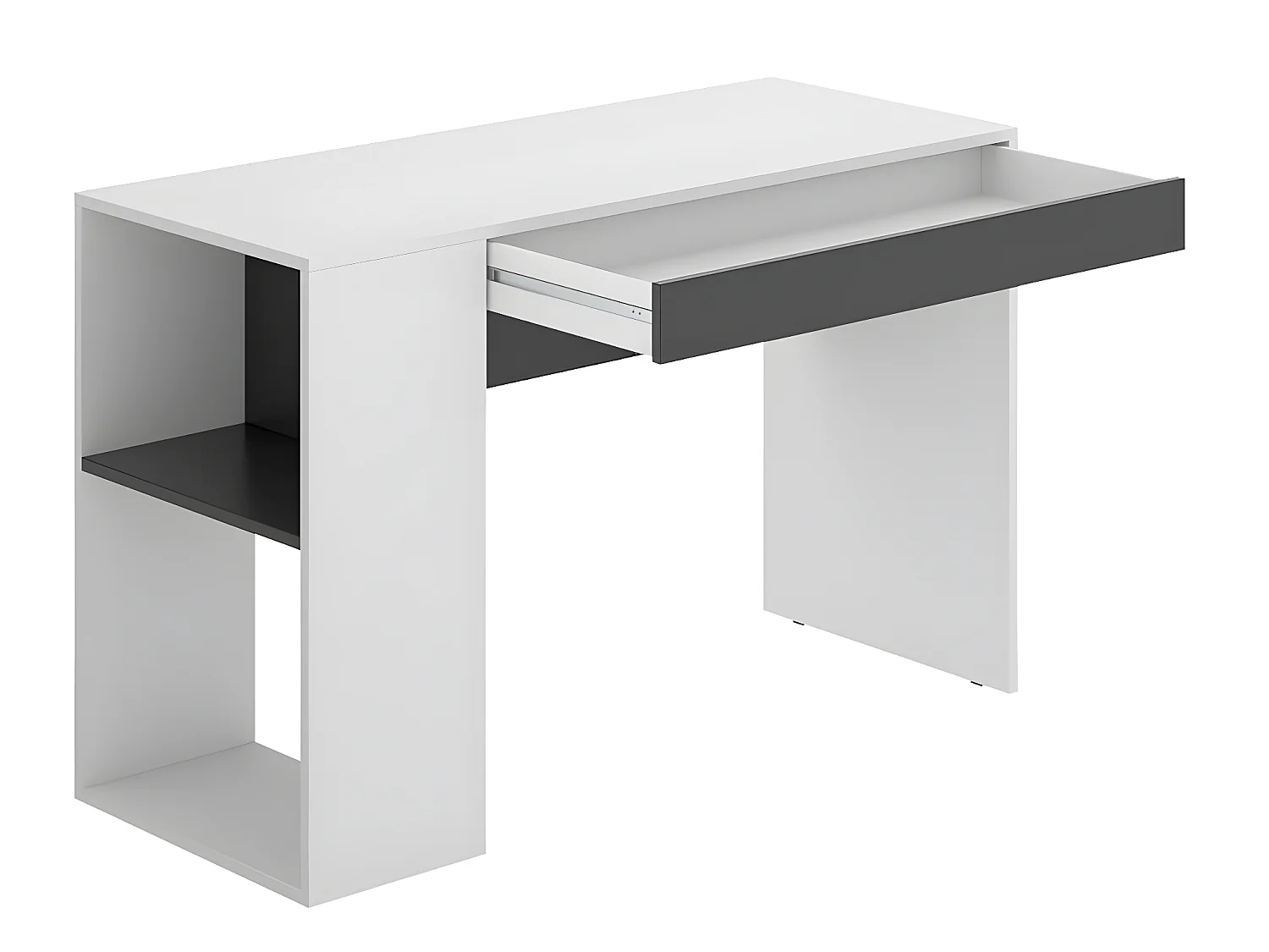 Bureau 1 tiroir coloris blanc/graphite - Longueur 115 x Profondeur 50 x Hauteur 74 cm