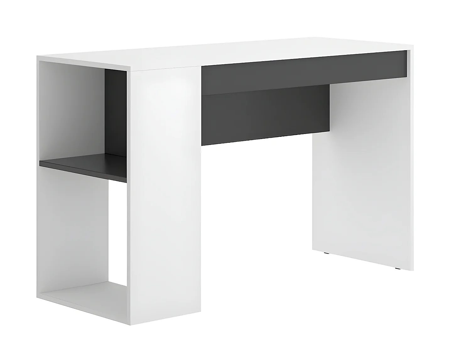 Bureau 1 tiroir coloris blanc/graphite - Longueur 115 x Profondeur 50 x Hauteur 74 cm