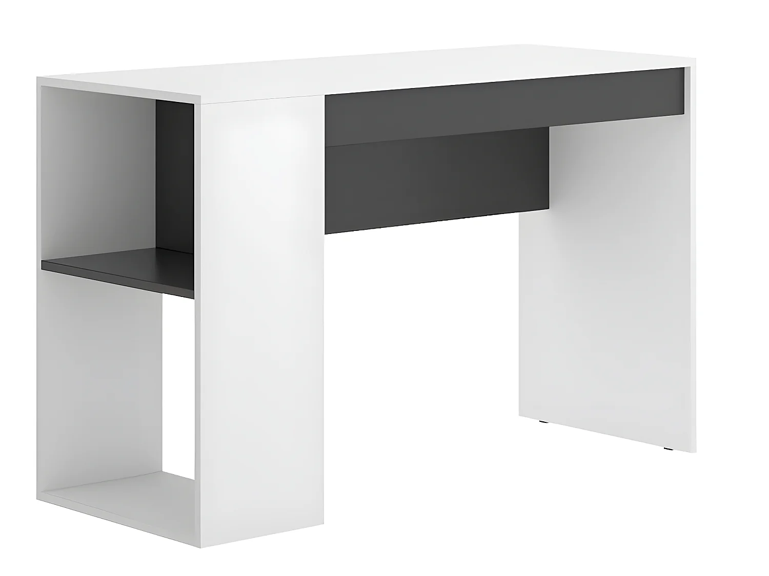 Bureau 1 tiroir coloris blanc/graphite - Longueur 115 x Profondeur 50 x Hauteur 74 cm