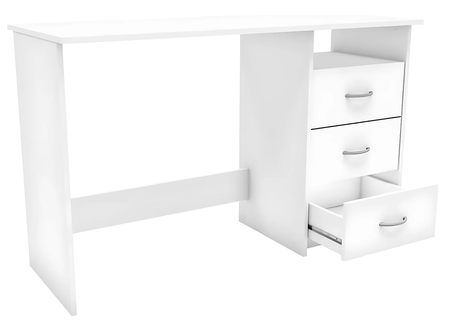 Bureau en bois coloris blanc mat - 123 x 76,5 x 50,1 cm