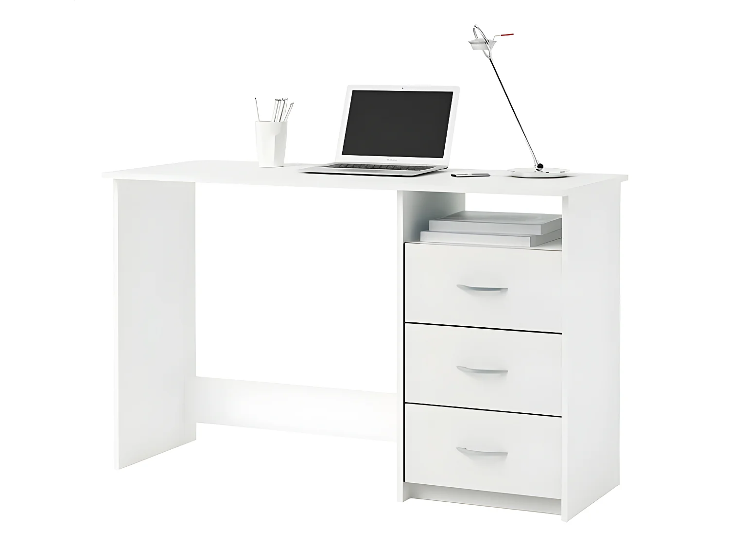 Bureau en bois coloris blanc mat - 123 x 76,5 x 50,1 cm