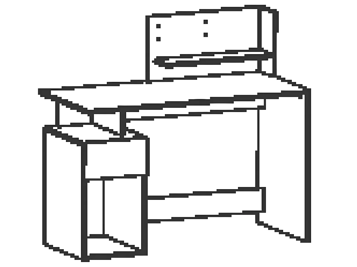 Bureau design avec 1 porte et 1 tiroir, coloris blanc/gris graphite - Dim : 121,5 x 109,7 x 55,1 cm