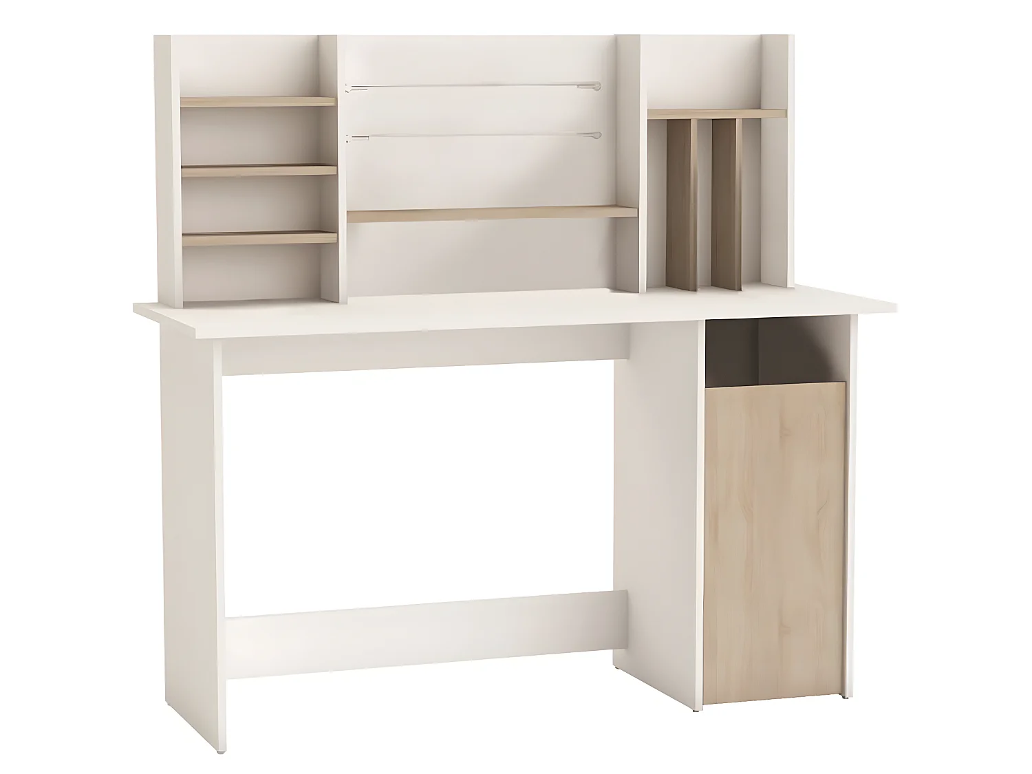 Bureau / meuble bureau coloris chêne brosse/blanc mat - 134,8 x 73,7 x 50,1 cm