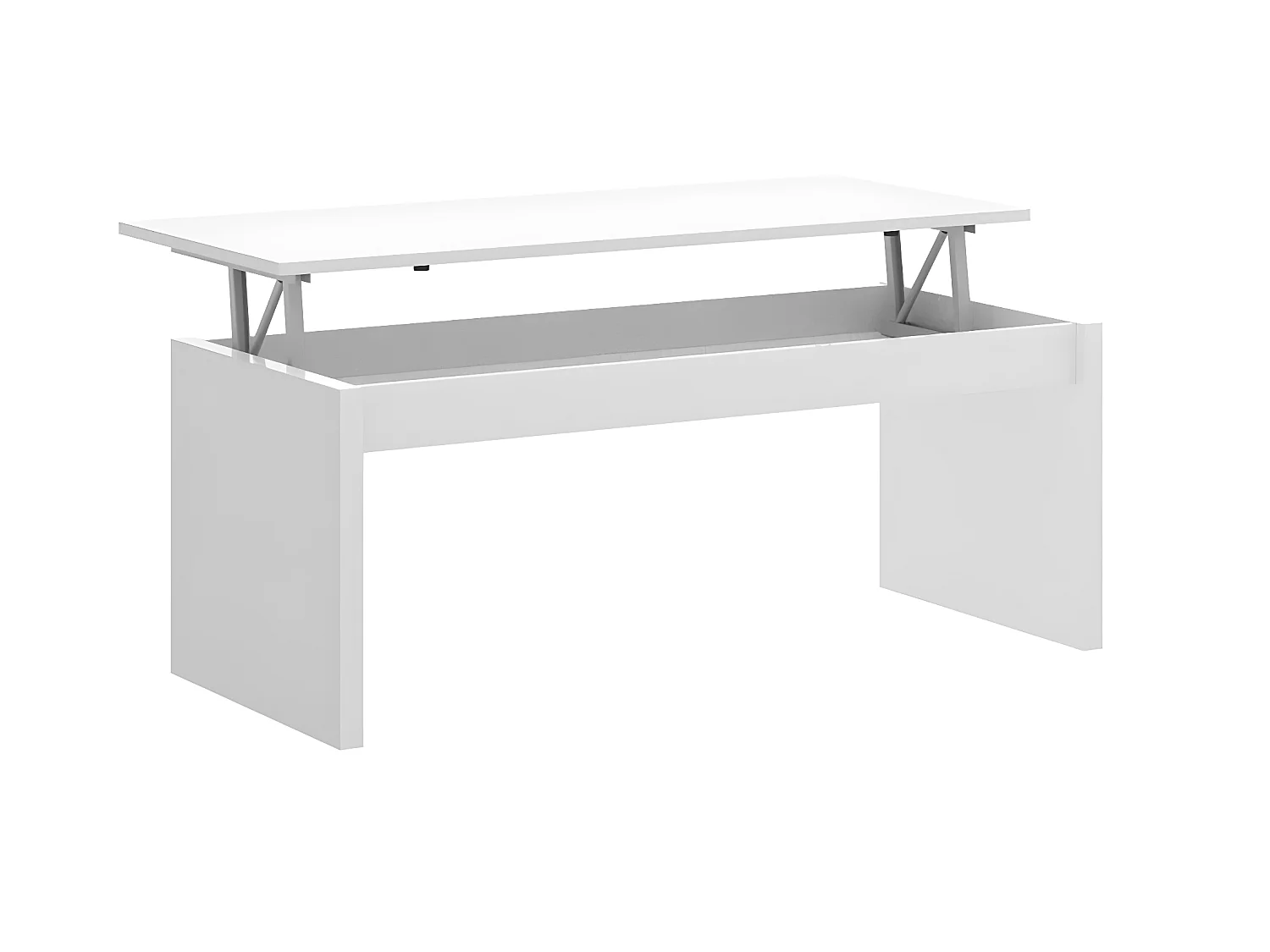 Table basse modulable coloris blanc brillant - Longueur 102 x Profondeur 50 x Hauteur 43 cm