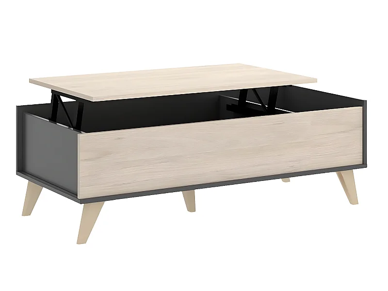 Table basse modulable coloris graphite/naturel - Longueur 99 x Hauteur 41 x Profondeur 60 cm