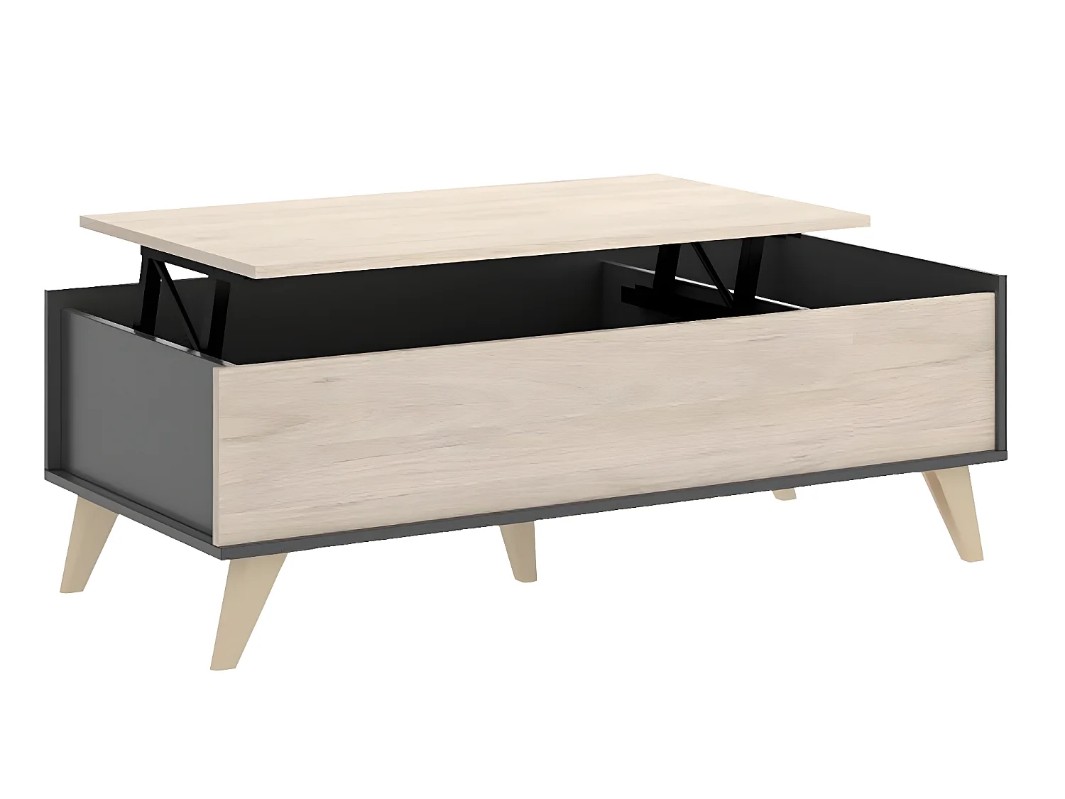 Table basse modulable coloris graphite/naturel - Longueur 99 x Hauteur 41 x Profondeur 60 cm