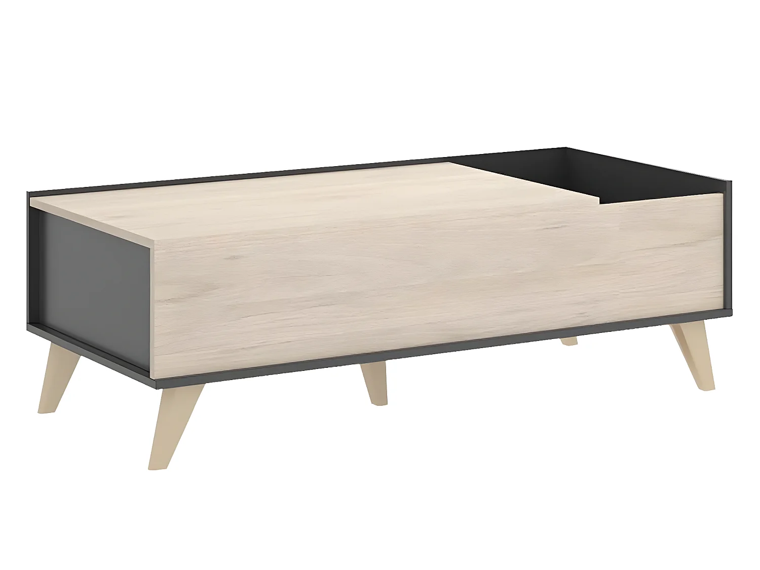 Table basse modulable coloris graphite/naturel - Longueur 99 x Hauteur 41 x Profondeur 60 cm