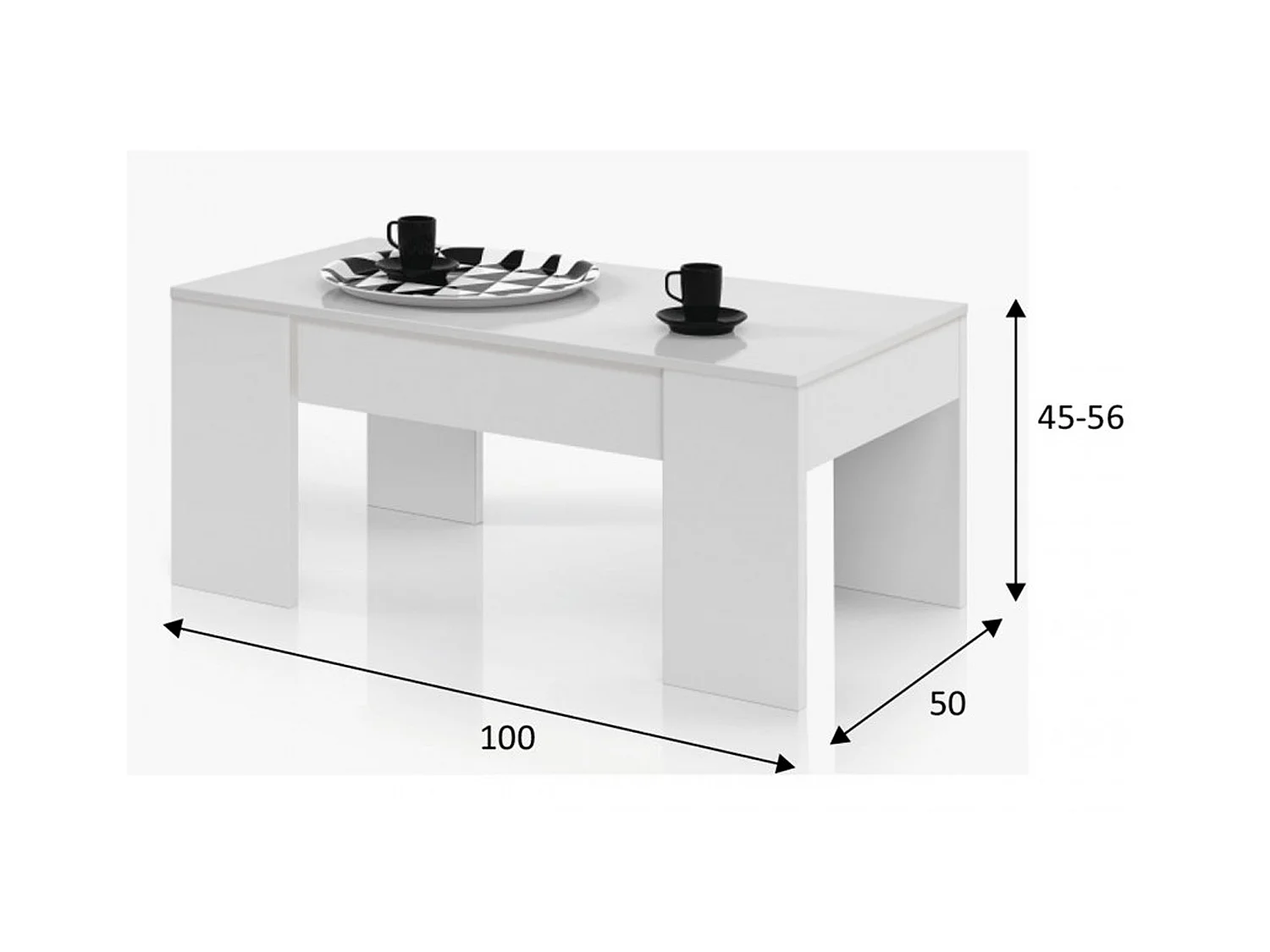 Table Basse modulable coloris blanc artic - 45 x 100 x 50 cm