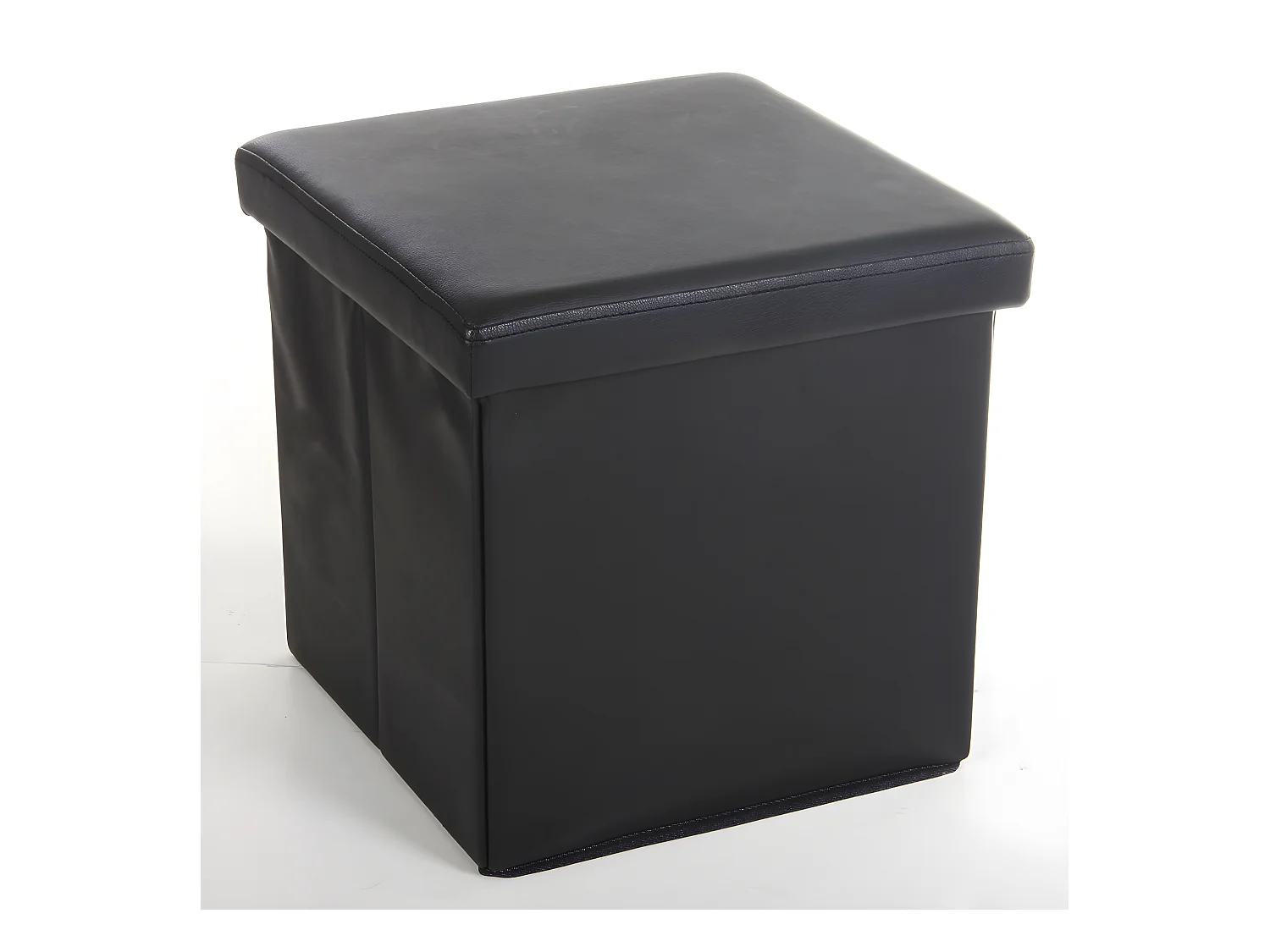 Lot de 2 poufs carrés en Polyuréthane Lilo noir, Dim : H37.5 x P38 x L38 cm