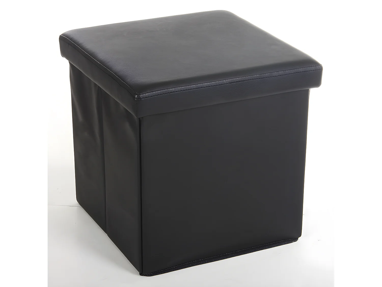 Pouf carré Lilo en Polyuréthane coloris noir, Dim : H37.5 x P38 x L38 cm