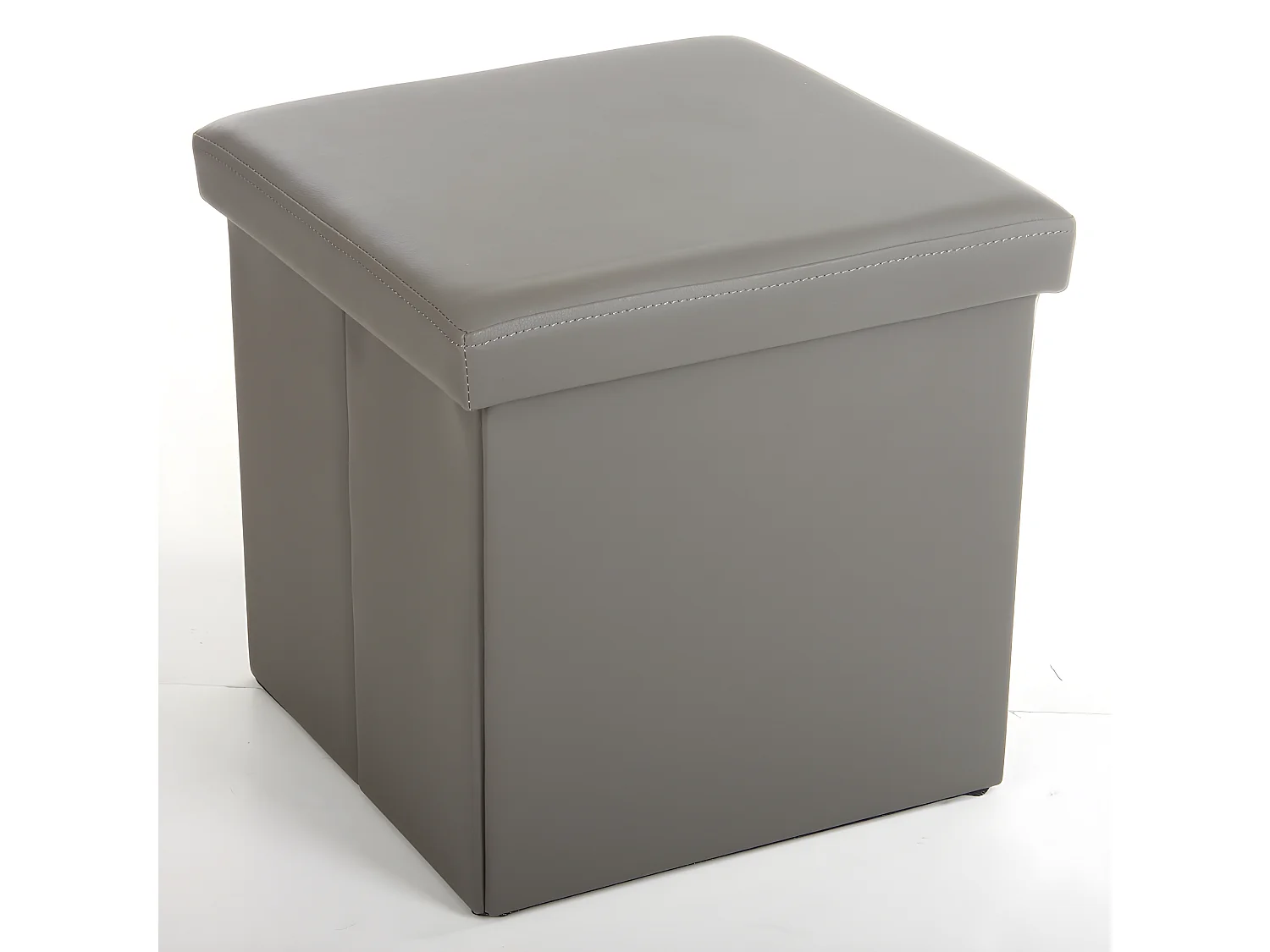 Lot de 4 poufs carrés Lilo en Polyuréthane coloris gris, Dim : H37.5 x P38 x L38 cm