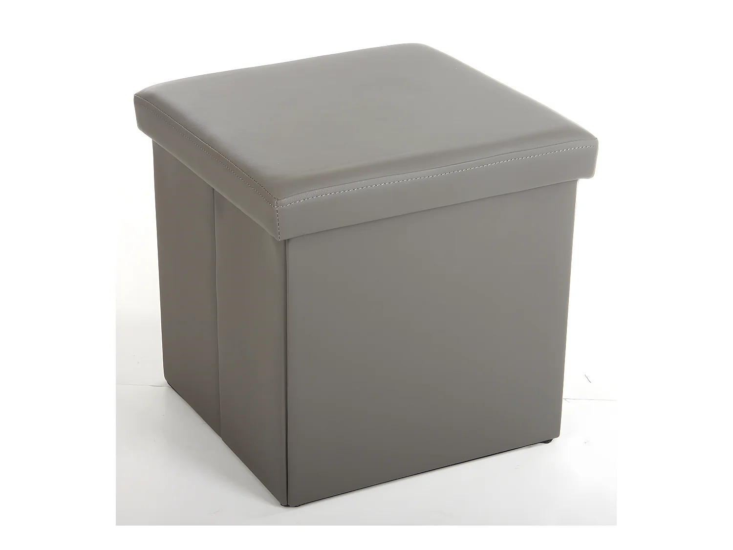 Pouf carré Lilo en Polyuréthane coloris gris, Dim : H37.5 x P38 x L38 cm