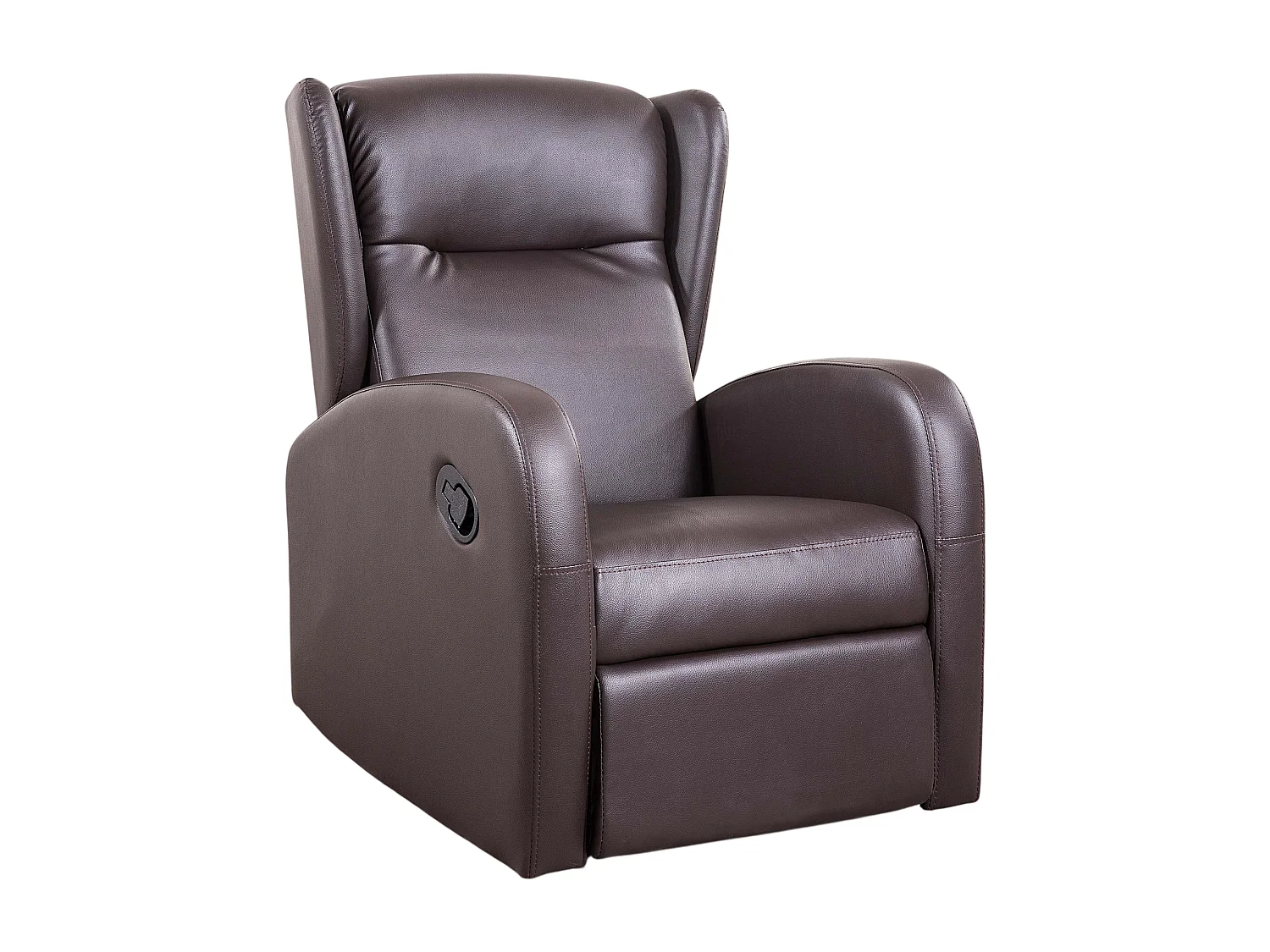 Fauteuil relax en simili-cuir coloris marron chocolat - Largeur 70 x profondeur 77 cm