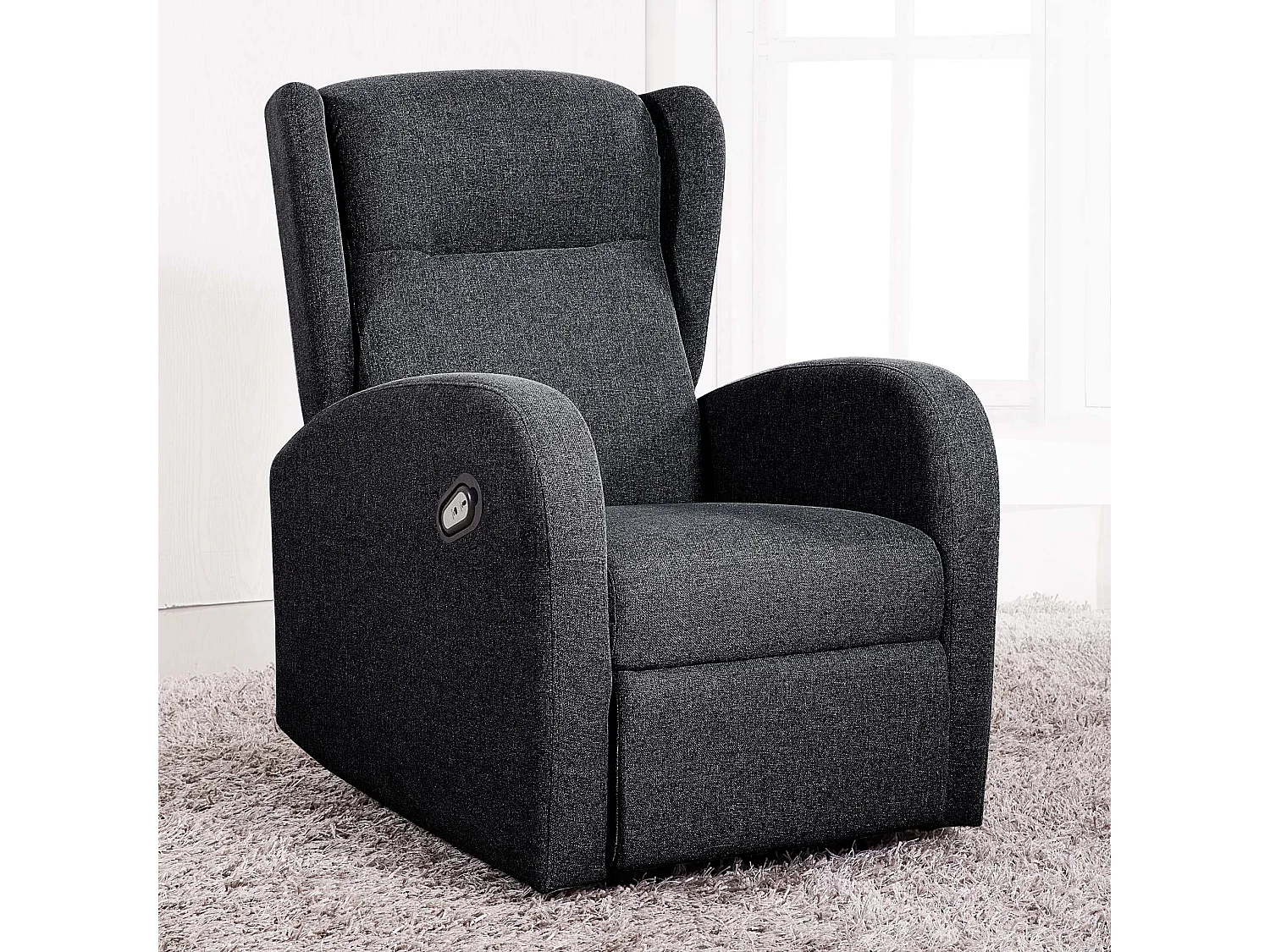 Fauteuil relax en tissu coloris gris anthracite - Largeur 70 x profondeur 77 cm