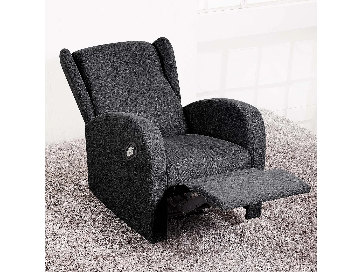 Fauteuil relax en tissu coloris gris anthracite - Largeur 70 x profondeur 77 cm