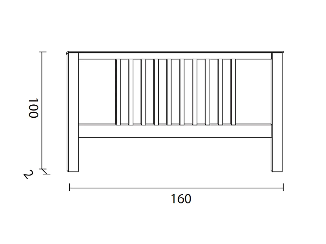 Tête de lit en pin Massif coloris blanc - Longueur 160 x Profondeur 2 x Hauteur 100 cm