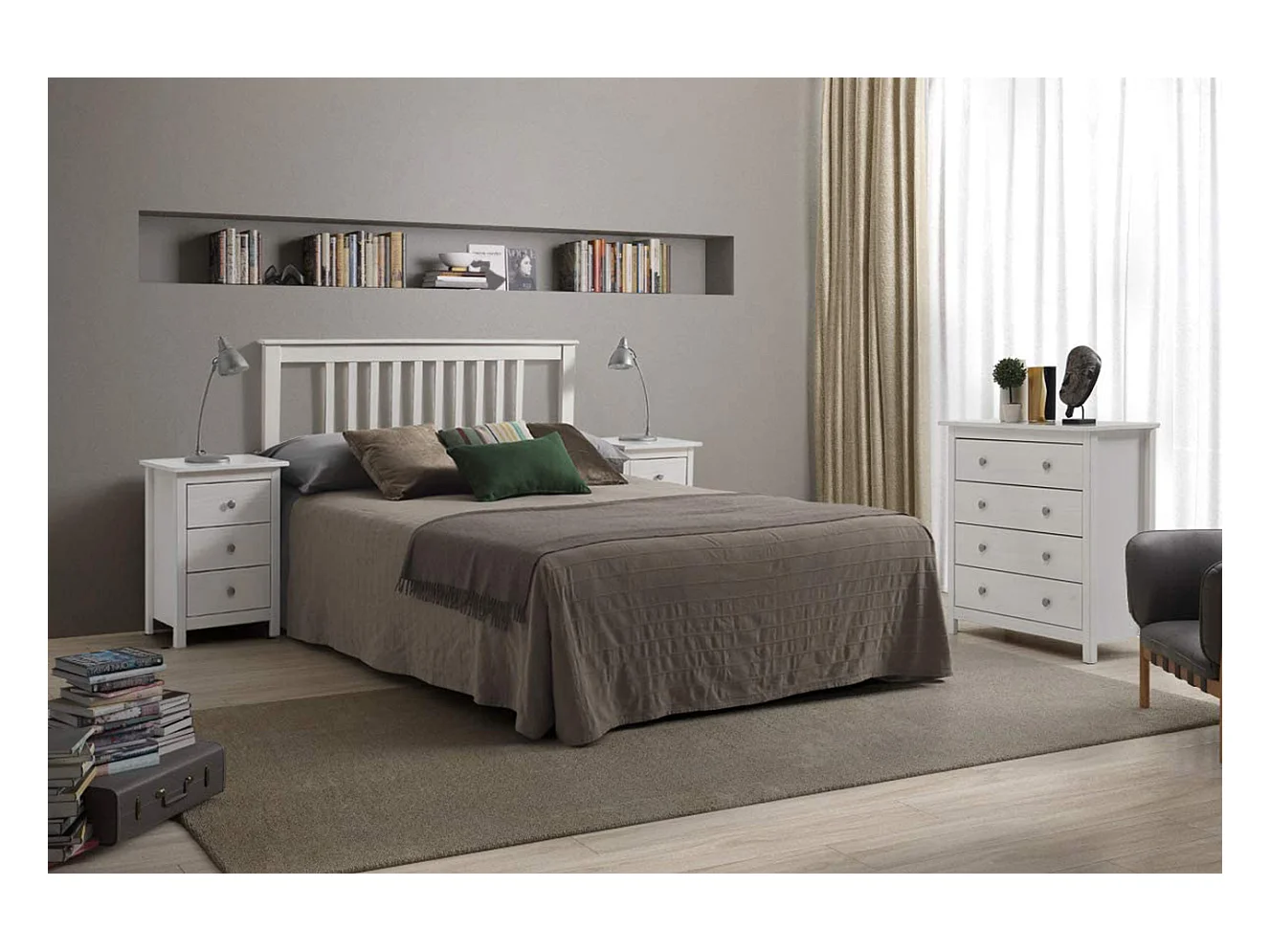 Tête de lit en pin Massif coloris blanc - Longueur 160 x Profondeur 2 x Hauteur 100 cm