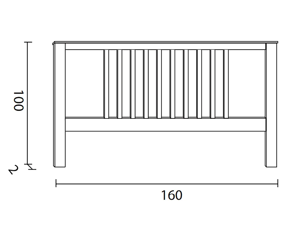 Tête de lit en pin Massif coloris blanc - Longueur 160 x Profondeur 2 x Hauteur 100 cm