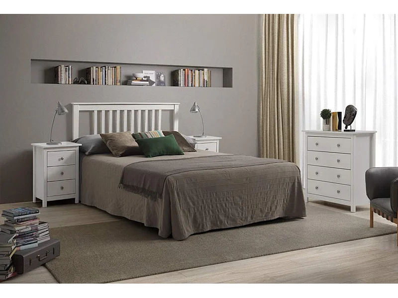 Tête de lit en pin Massif coloris blanc - Longueur 160 x Profondeur 2 x Hauteur 100 cm