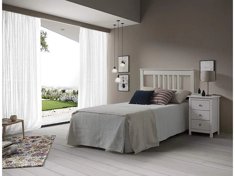 Tête de lit enfant en pin Massif coloris blanc - Longueur 102 x Profondeur 2 x Hauteur 100 cm